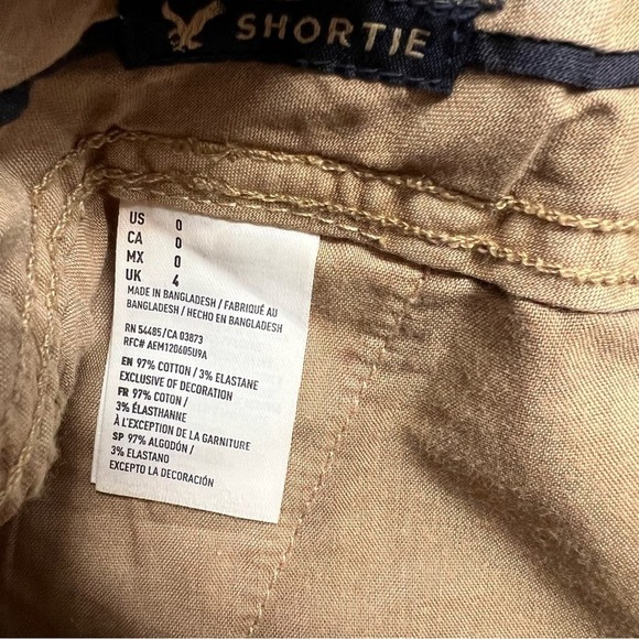 American Eagle khaki Shortie shorts SZ 0 - Picture 4 of 4